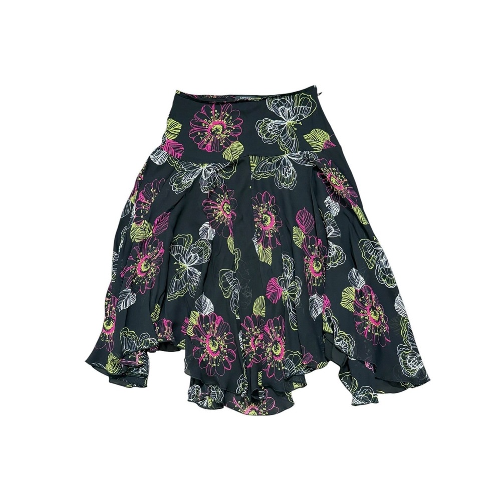 Karen Kane VTG Fairy Whimsygoth‎ Floral Butterfly Asymmetrical Midi Skirt Size 4